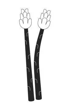 Two fresh asparagus spears black and white cartoon clipart Stock Illustration