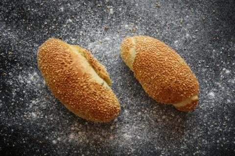 Two fresh corn bread rolls Stock Photos