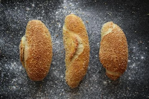 Two fresh corn bread rolls Stock Photos