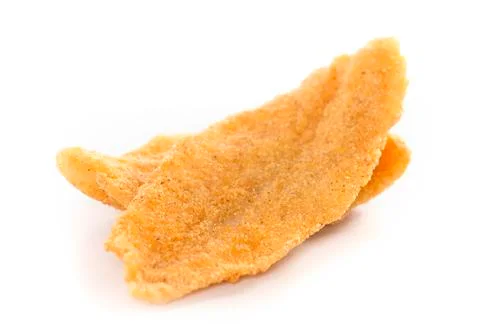 Two Fresh Fish Fillets Fried and Isolated on a White Background Stock Photos