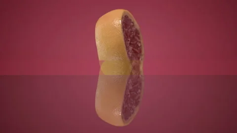 Two Fresh Grapefruit Emerging From The Center of The Frame Hanging In The Air Stock Footage 137314880