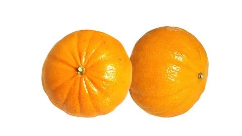 Two fresh mandarin oranges isolated on white background. Stock Photos