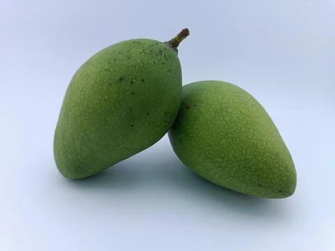 Two fresh mango in a white background Stock Photos