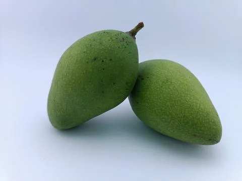 Two fresh mango in a white background Stock Photos