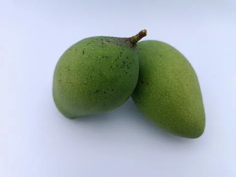 Two fresh mango in a white background Stock Photos