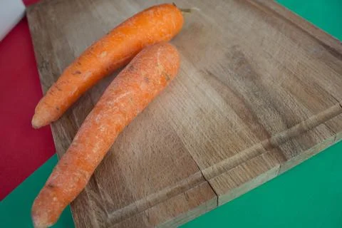 Two fresh organic carrot. natural garden vegetable for vegetarian healthy kit Stock Photos