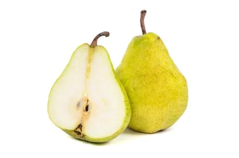 Two fresh pears on white background Stock Photos