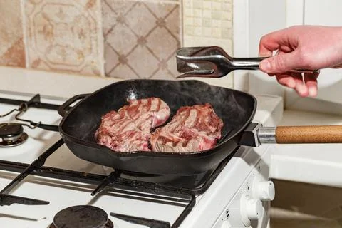 Two fresh raw meat of beef steak Prime Black Angus Chuck roll steak grilled.. Stock Photos
