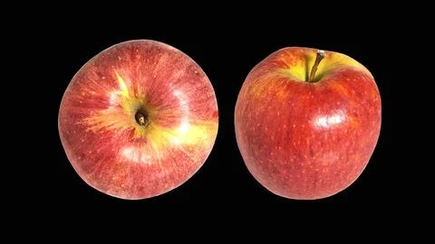 Two fresh red apples isolated on black background. Stock Photos