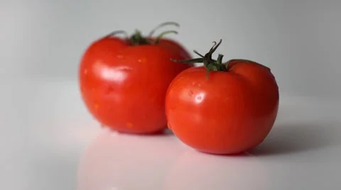 Two fresh tomatoes rotation on white backround Stock-Footage 61447218