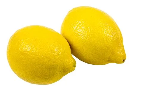 Two fresh yellow lemons on a white background Stock Photos