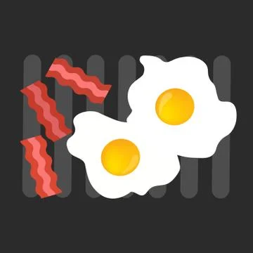 Two fried eggs and grilled bacon - food background Stock Illustration