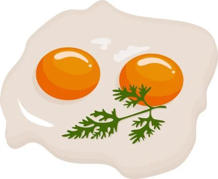 Two fried eggs in a frying pan cooked for breakfast. Delicious international Stock Illustration