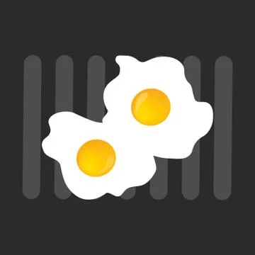 Two fried eggs on the grill - food background, flat vector illustration Stock Illustration