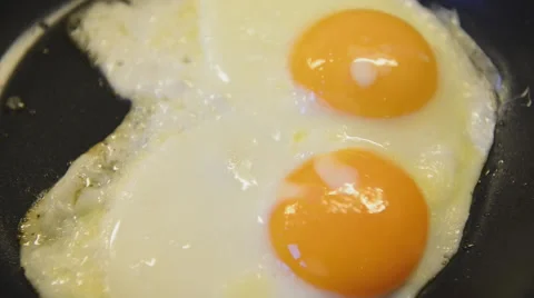 Two fried eggs in a pan Stock Footage 45343686