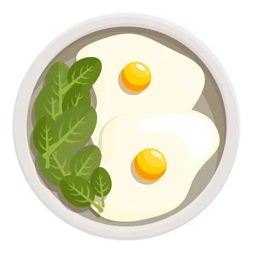 Two fried eggs with spinach leaves on a plate for a healthy breakfast Stock Illustration