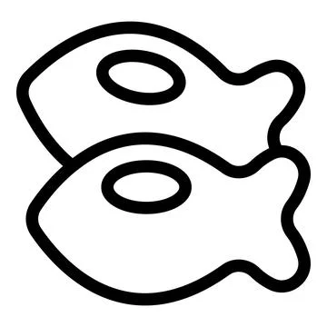 Two fried eggs sunny side up for breakfast with yolk showing line icon design Stock Illustration