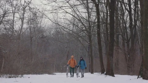 Two friends with bycycles Stock Footage 85385522