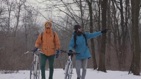 Two friends with bycycles Stock Footage 85385547