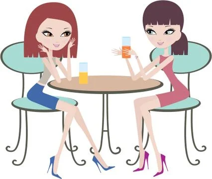 Two friends in cafe Stock Illustration