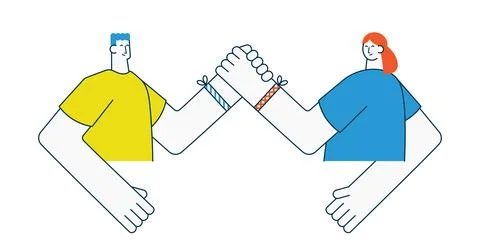 Two friends with hands clasped illustration isolated Stock Illustration