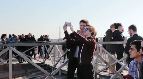 Two Friends Having Fun And Taking Selfie By Smartphone 스톡 동영상 64994222