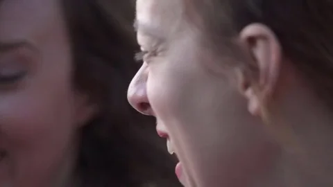 Two friends laughing,smiling together,close up Stock Footage 74722486