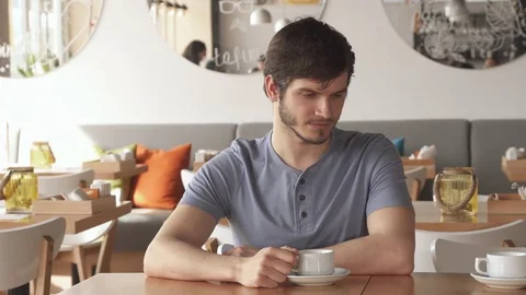 Two friends meet at the cafe Stock Footage 74298246