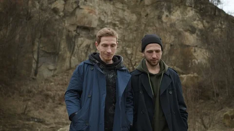 Two Friends. One Guy Jokingly Attacks The Other From Behind. They Jokingly Fight Stock Footage 125519217