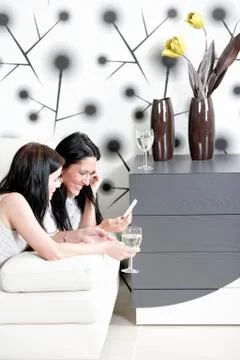 Two friends reading texts. Фото