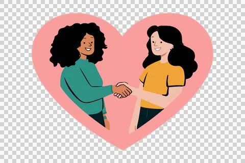 Two friends shaking hands vector within a love shape design Stock Illustration