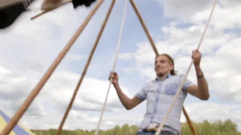 Two friends swinging on a swing Video stock 103918697