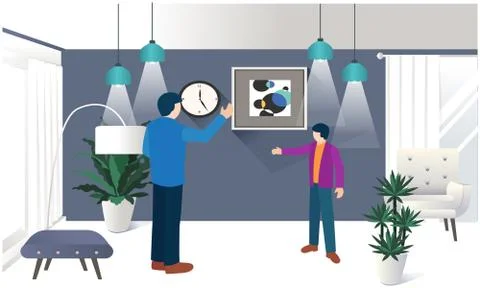 Two friends talking with each other at home Stock Illustration