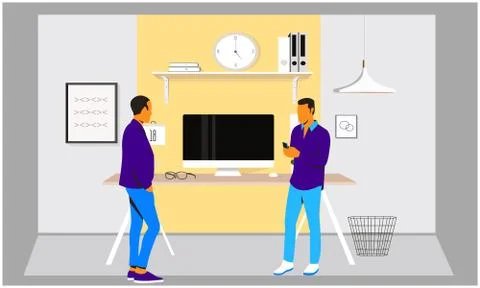 Two friends talking to each other in office Stock Illustration