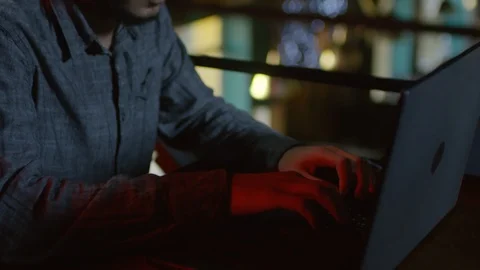 Two Friends Using Laptop in Bar Stock Footage 105291017