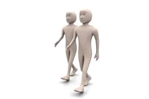 Two friends walk together Free Stock Illustration