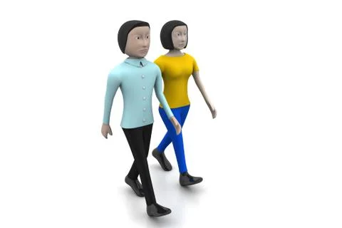 Two friends walk together Free Stock Illustration