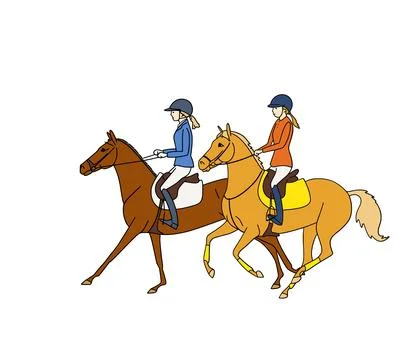 Two friends while riding horses 스톡 일러스트