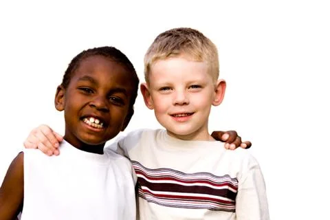 Two friends on white background Foto stock