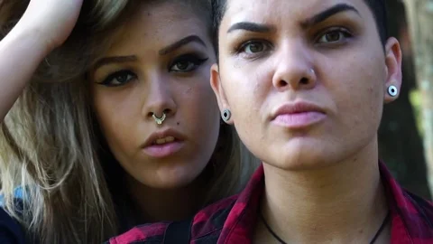 Two Friends/Couple Looking Serious to the Camera Video stock 84286743