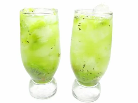 Two fruit drinks with kiwi Stock Photos