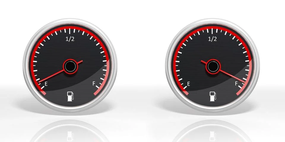 Two fuel dial meters with Empty and Full isolated Stock Illustration