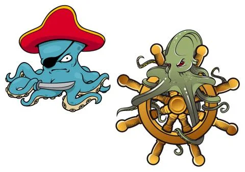 Two fun cartoon octopus Illustration