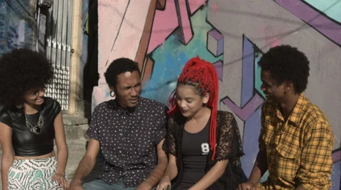 Two funky young couples having fun Stock Footage 61292020