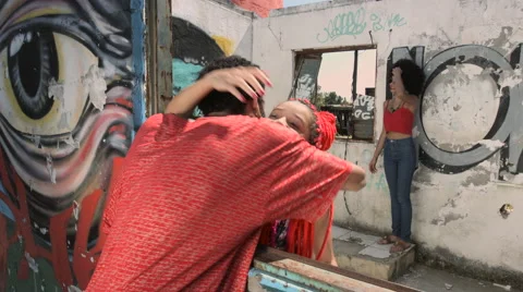 Two funky young couples having a good time Stock Footage 61292063