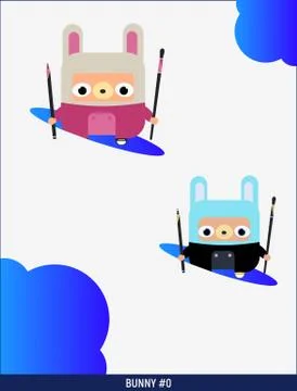 Two Funny bunny vector icons Stock Illustration