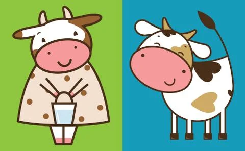 Two funny cows Stock Illustration