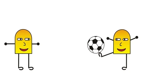 Two funny little men playing football / soccer ball. 스톡 동영상 105080247