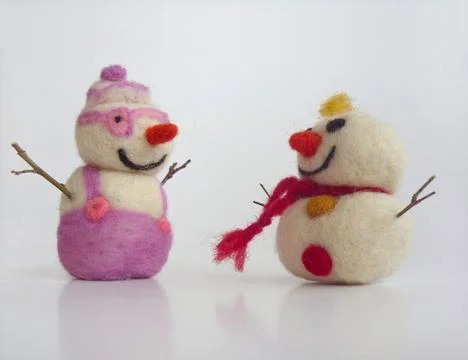 Two funny snowmen Stock Photos