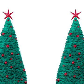 Two fur Christmas trees decorated with red toys and a star. Two Christmas trees Stock Illustration